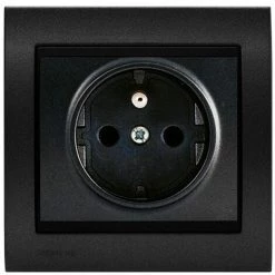 Prise 2P+T Anthracite Delta Iris + Plaque Métal Texturé Alu Noir - SIEMENS - SIEMENS