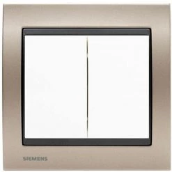 Double Poussoir Blanc Delta Iris + Plaque Métal Champagne - SIEMENS - SIEMENS
