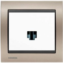 Prise Informatique RJ45 Blanc Delta Iris + Plaque Métal Champagne - SIEMENS - SIEMENS