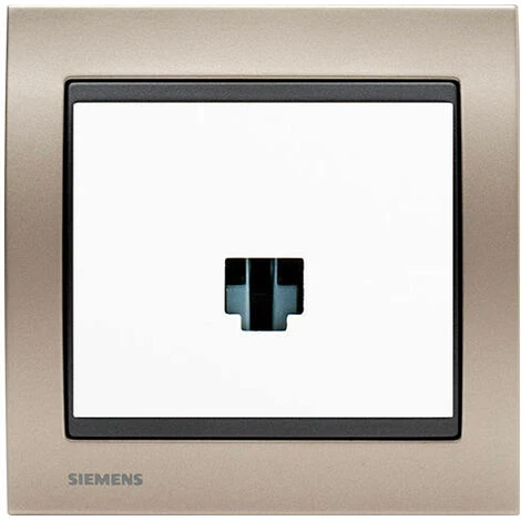 Prise Informatique RJ45 Blanc Delta Iris + Plaque Métal Champagne - SIEMENS - SIEMENS 1 Prise Informatique RJ45 Blanc Delta Iris + Plaque Métal Champagne - SIEMENS - SIEMENS