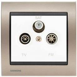 PriseTV/FM/SAT Blanc Delta Iris + Plaque Métal Champagne - SIEMENS - SIEMENS