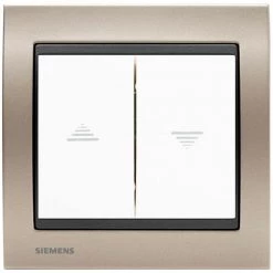 Interrupteur Volet Roulant Blanc Delta Iris + Plaque Métal Champagne - SIEMENS - SIEMENS