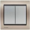 Double Poussoir Silver Delta Iris + Plaque Métal Champagne - SIEMENS - SIEMENS