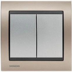 Double Poussoir Silver Delta Iris + Plaque Métal Champagne - SIEMENS - SIEMENS