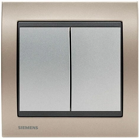 Double Poussoir Silver Delta Iris + Plaque Métal Champagne - SIEMENS - SIEMENS 1 Double Poussoir Silver Delta Iris + Plaque Métal Champagne - SIEMENS - SIEMENS