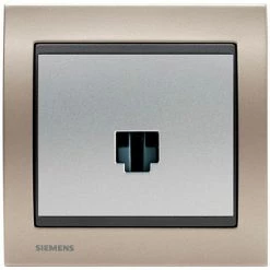Prise Informatique RJ45 Silver Delta Iris + Plaque Métal Champagne - SIEMENS - SIEMENS