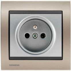 Prise 2P+T Silver Delta Iris + Plaque Métal Champagne - SIEMENS - SIEMENS