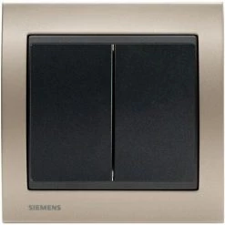Double Poussoir Anthracite Delta Iris + Plaque Métal Champagne - SIEMENS - SIEMENS