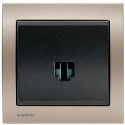 Prise Informatique RJ45 Anthracite Delta Iris + Plaque Métal Champagne - SIEMENS - SIEMENS