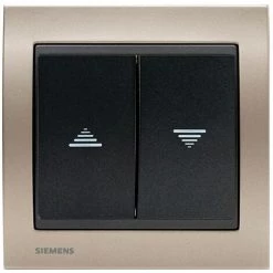 Interrupteur Volet Roulant Anthracite Delta Iris + Plaque Métal Champagne - SIEMENS - SIEMENS