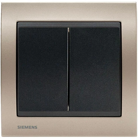 Va Et Vient + Poussoir Anthracite Delta Iris + Plaque Métal Champagne - SIEMENS - SIEMENS 1 Va Et Vient + Poussoir Anthracite Delta Iris + Plaque Métal Champagne - SIEMENS - SIEMENS