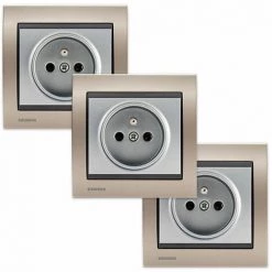 LOT 3 Prise 2P+T Silver Delta Iris + Plaque Métal Champagne - SIEMENS - SIEMENS
