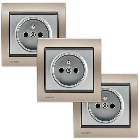 LOT 3 Prise 2P+T Silver Delta Iris + Plaque Métal Champagne - SIEMENS - SIEMENS 1 LOT 3 Prise 2P+T Silver Delta Iris + Plaque Métal Champagne - SIEMENS - SIEMENS