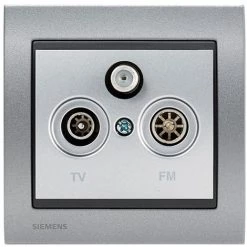 Prise TV/FM/SAT Silver Delta Iris + Plaque Métal Texturé Alu Silver - SIEMENS - SIEMENS