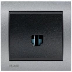 Prise Informatique RJ45 Anthracite Delta Iris + Plaque Métal Texturé Alu Silver - SIEMENS - SIEMENS