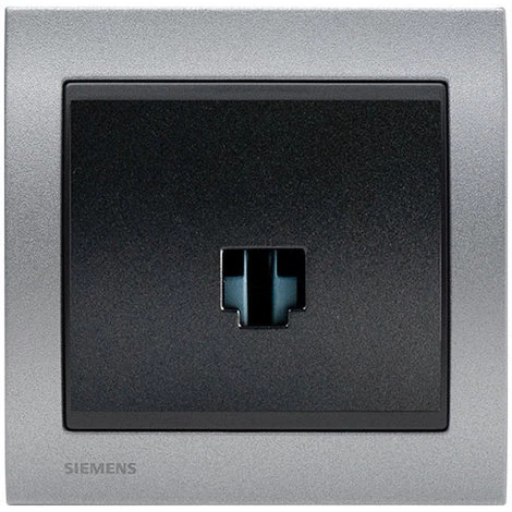 Prise Informatique RJ45 Anthracite Delta Iris + Plaque Métal Texturé Alu Silver - SIEMENS - SIEMENS 1 Prise Informatique RJ45 Anthracite Delta Iris + Plaque Métal Texturé Alu Silver - SIEMENS - SIEMENS