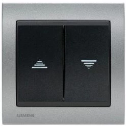 Interrupteur Volet Roulant Anthracite Delta Iris + Plaque Métal Texturé Alu Silver - SIEMENS - SIEMENS