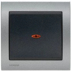 Va Et Vient Lumineux Anthracite Delta Iris + Plaque Métal Texturé Alu Silver - SIEMENS - SIEMENS