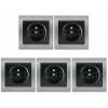 LOT De 5 Prises 2P+T Anthracite Delta Iris + Plaques Métal Texturé Alu Silver - SIEMENS - SIEMENS