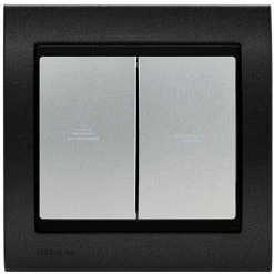 Interrupteur Volet Roulant Silver Delta Iris + Plaque Métal Texturé Alu Noir - SIEMENS - SIEMENS