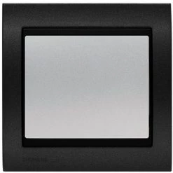 Poussoir Silver Delta Iris + Plaque Métal Texturé Alu Noir - SIEMENS - SIEMENS
