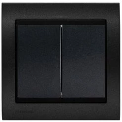 Double Poussoir Anthracite Delta Iris + Plaque Métal Texturé Alu Noir - SIEMENS - SIEMENS