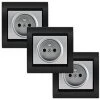 LOT 3 Prise 2P+T Silver Delta Iris + Plaque Métal Texturé Alu Noir - SIEMENS - SIEMENS